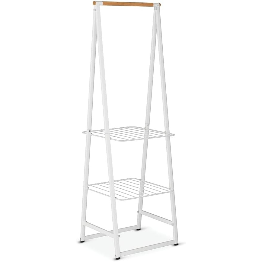image:imageBrabantia  Linn Clothes Rack Compact  Free Standing Clothing Rail  Clothes Storage  Hang Air or Dry Clothes  Sturdy Steel Frame amp Bamboo Rod  19 x 13 x 67 inches  BlackWhite