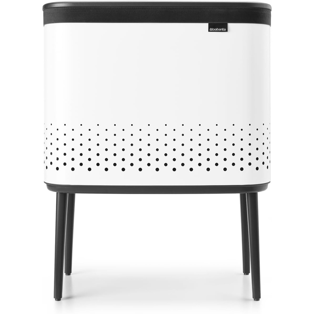 image:imageBrabantia Bo Laundry Hamper White Removable Laundry Bag 16 Gal Ventilated Stylish Discreet Dirty Clothes Holder Flat Back AntiRust Materials for Bathroom UseWhite
