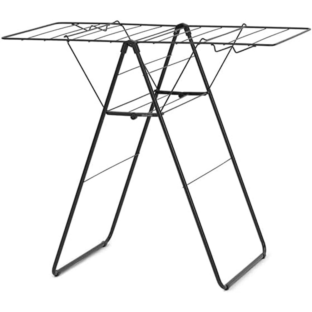image:imageBrabantia HangOn Compact Clothes Drying Rack  49ft 15m  Matt Black  Small Indoor Clothes Airer Laundry Stand with 2 FoldOut Wings amp Hanger Hooks Folds Flat Ideal for Condos  Fits Full Load02 matte black 15M