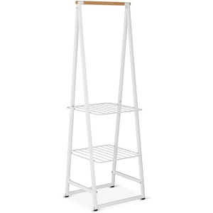 Brabantia – Linn Clothes Rack, Compact – Free Standing Clothing Rail – Clothes Storage – Hang, Air, or Dry Clothes – Sturdy Steel Frame & Bamboo Rod – 19 x 13 x 67 inches – Black(White)