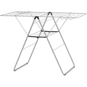 Brabantia HangOn Clothes Drying Rack | 67ft (20m) | White | Large Indoor Clothes Airer Laundry Stand with 2 Fold-Out Wings & Hanger Hooks, Folds Flat | Fits 2 Full Loads(Metallic Gray)