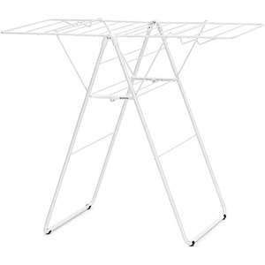 Brabantia HangOn Compact Clothes Drying Rack | 49ft (15m) | White | Small Indoor Clothes Airer Laundry Stand with 2 Fold-Out Wings & Hanger Hooks, Folds Flat, Ideal for Condos | Fits Full Load(Fresh White)