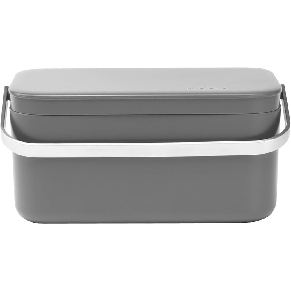 image:imageBrabantia Food Waste Caddy 048 GalDark Gray Kitchen Leftovers Can with StayOpen Lid amp Stainless Steel Handle for CompostingGray