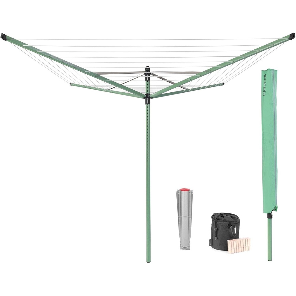 image:imageBrabantia LiftOMatic 50m  Ground Spike  Acc Metallic GreyLeaf Green