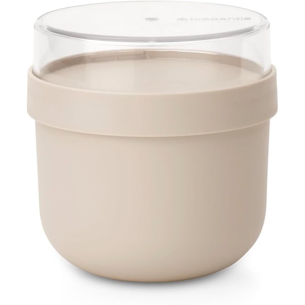 image:imageBrabantia Make amp Take Breakfast Bowl with Removable Clear Compartment for Toppings Dark Gray 100 Leakproof Microwave amp Freezer Safe Oats Fruit Cereal Container 17 fl ozSoft Beige