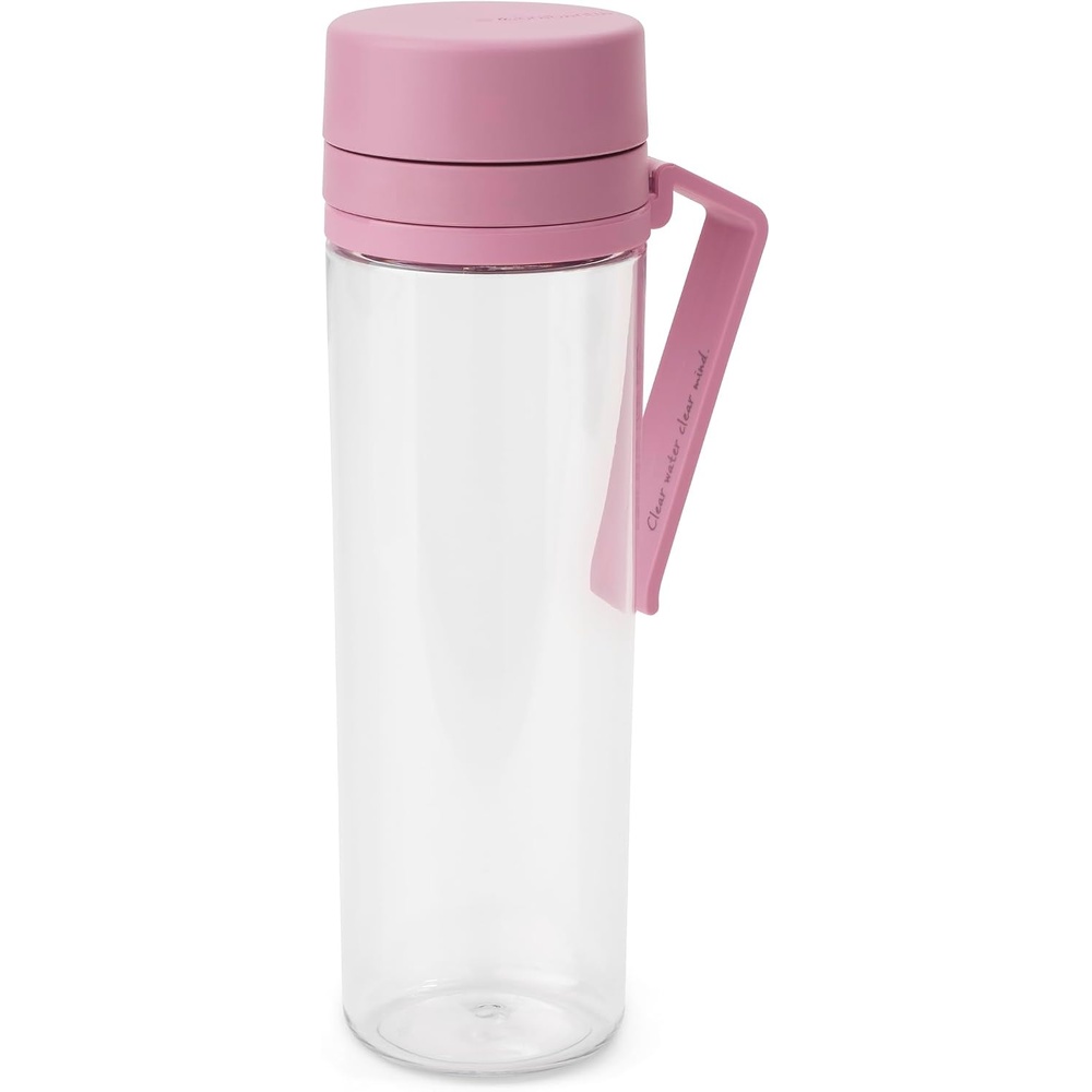 image:imageBrabantia Make amp Take Water Bottle with Strainer 17oz  Travel Water Bottle with Handle amp Fruit Sieve Infuser  Leakproof  Infuser  Easy Filling  Transparent  Dishwasher Safe  Light GrayLilac Pink