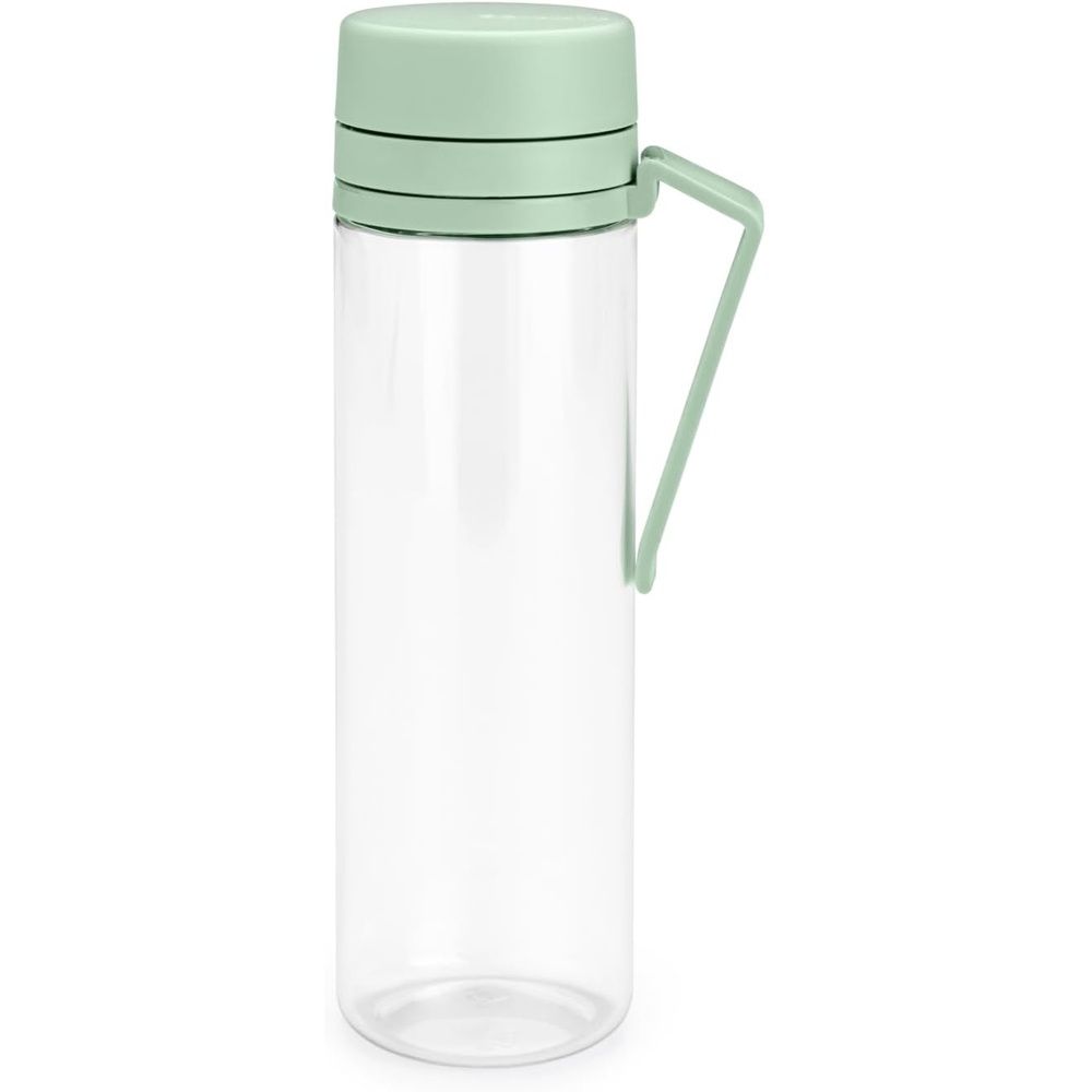 image:imageBrabantia Make amp Take Water Bottle with Strainer 17oz  Travel Water Bottle with Handle amp Fruit Sieve Infuser  Leakproof  Infuser  Easy Filling  Transparent  Dishwasher Safe  Light GrayJade Green