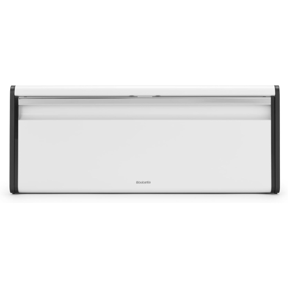 image:imageBrabantia Rectangular Fall Front Bread Box  Brilliant Steel  Large Metal Front Opening Bread Store for Kitchen Countertop  Flat Top for Extra Storage Magnet Closing Lid  Fits 2 LoavesWhite