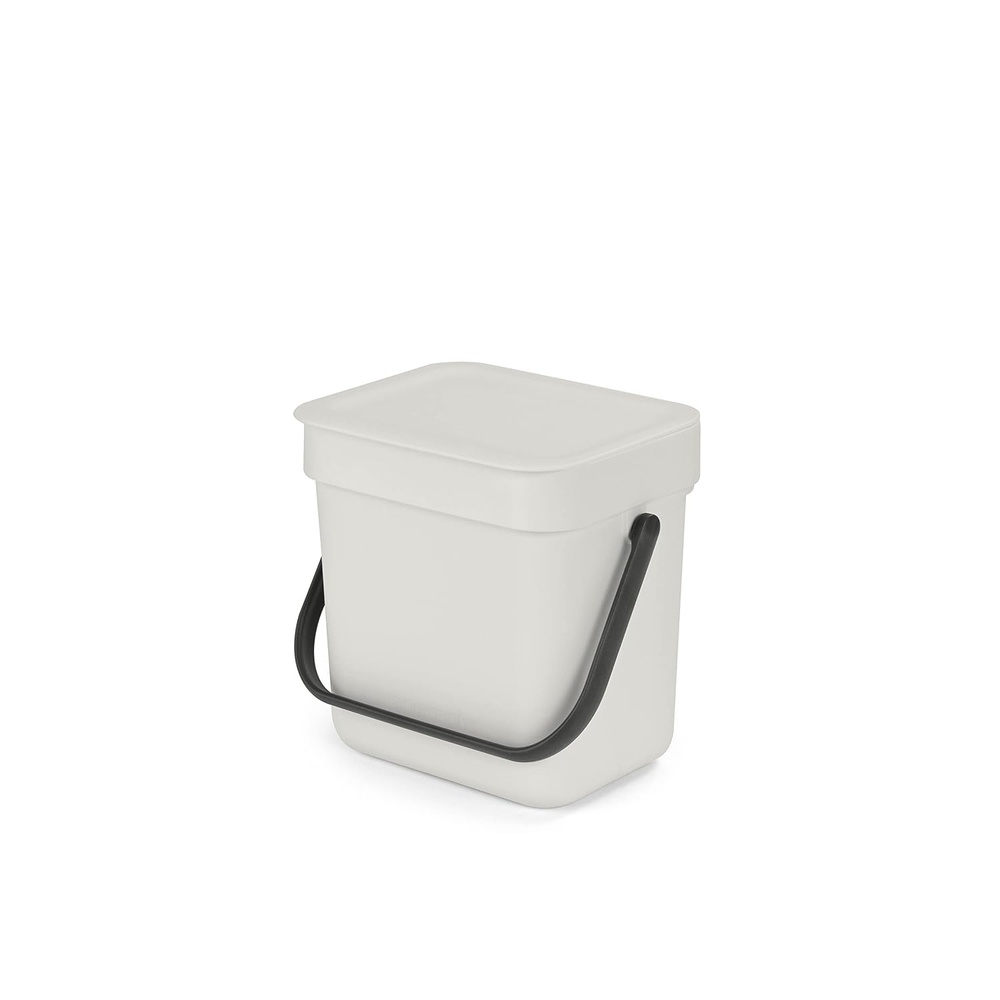image:imageBrabantia Sort amp Go Kitchen Countertop Food Scraps Compost Bin  XS  08 Gal  3L  Light Gray  Removable StayOpen Lid Carry Handle EasyClean Recycling Box  Wall Bracket Sold SeparatelyLight Gray