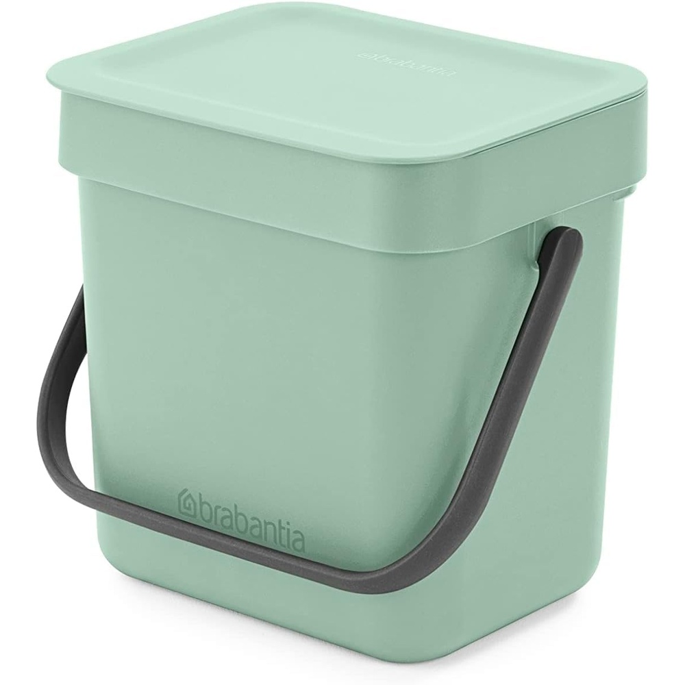 image:imageBrabantia Sort amp Go Kitchen Countertop Food Scraps Compost Bin  XS  08 Gal  3L  Light Gray  Removable StayOpen Lid Carry Handle EasyClean Recycling Box  Wall Bracket Sold SeparatelyJade Green