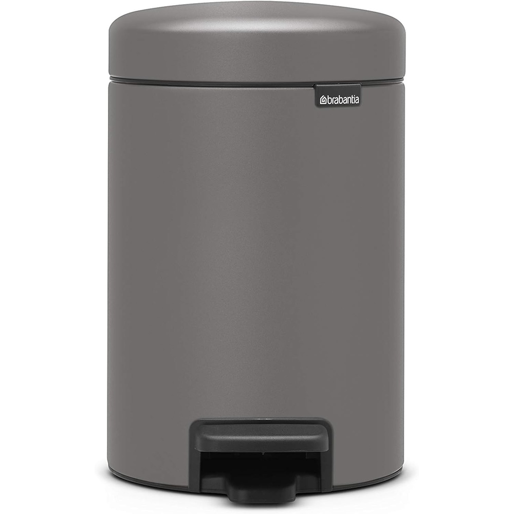 image:imageBrabantia StepOn Small Trash Can  Brilliant Steel  32 Gallon  12L  Bathroom Bedroom Office Trash Can Light Pedal Opening Handle amp Removable Inner Bucket  99 x 133 x 162   Trash BagsMineral Concrete Gray