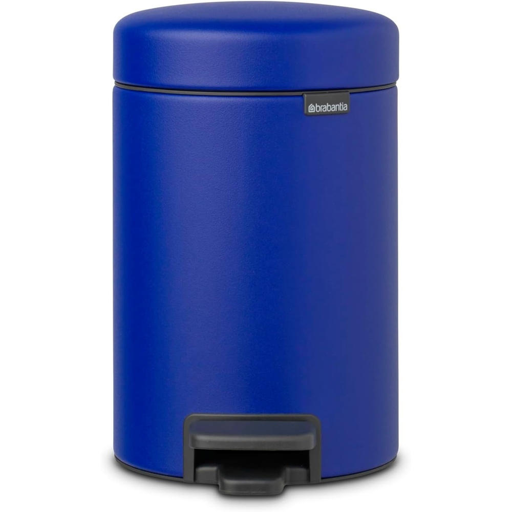 image:imageBrabantia StepOn Small Trash Can  Brilliant Steel  32 Gallon  12L  Bathroom Bedroom Office Trash Can Light Pedal Opening Handle amp Removable Inner Bucket  99 x 133 x 162   Trash BagsMineral Powerful Blue