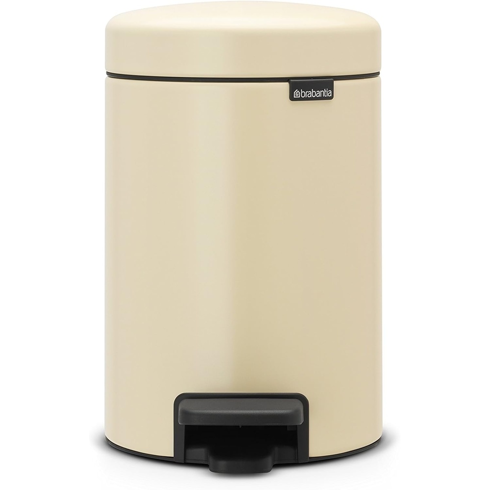 image:imageBrabantia StepOn Small Trash Can  Brilliant Steel  32 Gallon  12L  Bathroom Bedroom Office Trash Can Light Pedal Opening Handle amp Removable Inner Bucket  99 x 133 x 162   Trash BagsAlmond