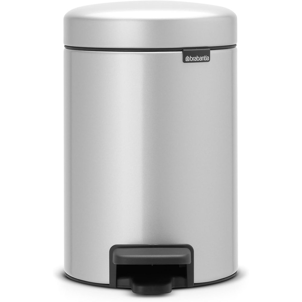 image:imageBrabantia StepOn Small Trash Can  Brilliant Steel  32 Gallon  12L  Bathroom Bedroom Office Trash Can Light Pedal Opening Handle amp Removable Inner Bucket  99 x 133 x 162   Trash BagsMetallic Gray