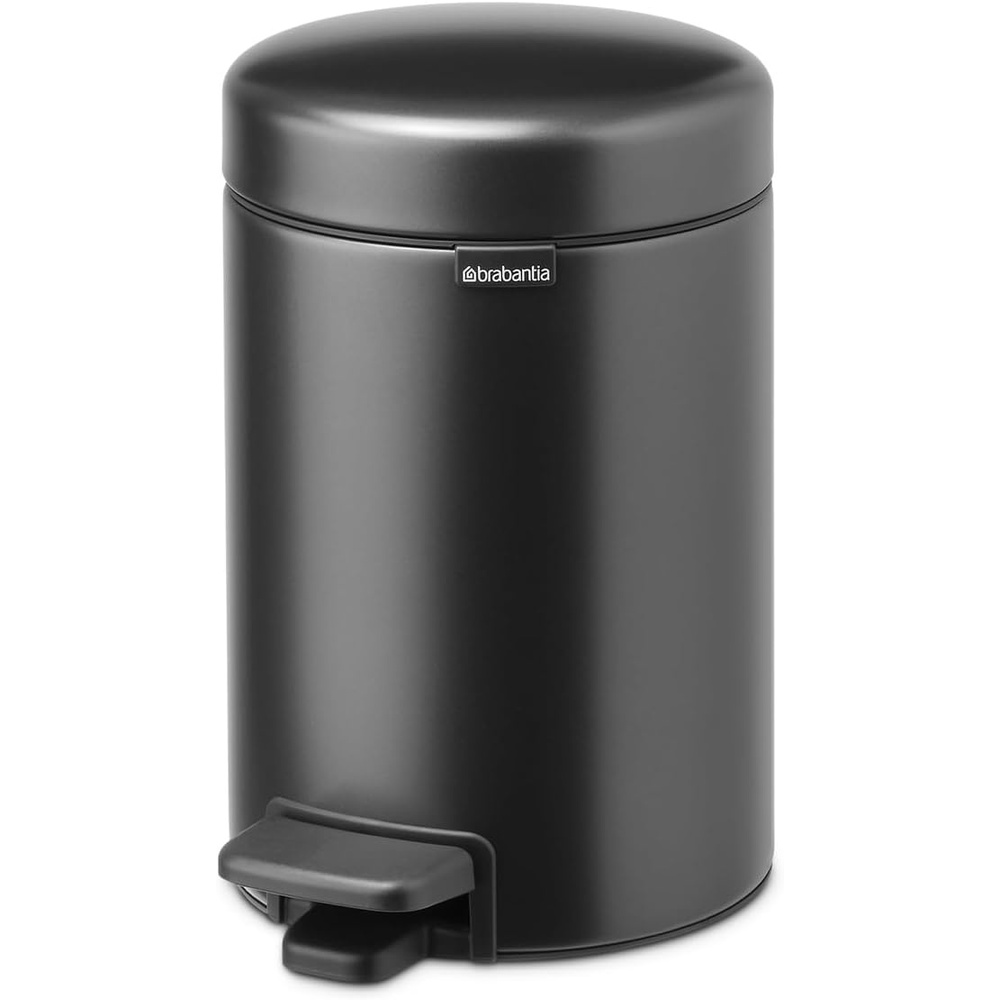 image:imageBrabantia StepOn Small Trash Can  Brilliant Steel  32 Gallon  12L  Bathroom Bedroom Office Trash Can Light Pedal Opening Handle amp Removable Inner Bucket  99 x 133 x 162   Trash BagsConfident Gray