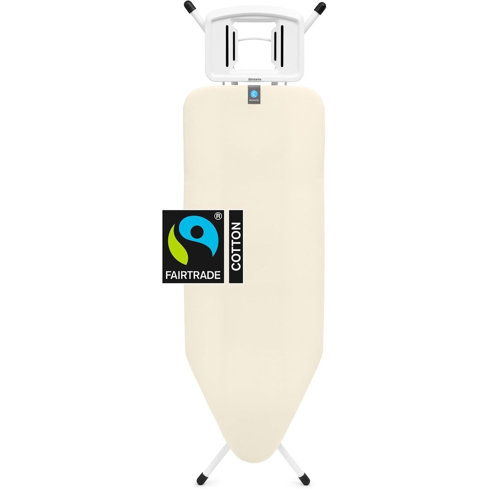 image:imageBrabantia XL Comfort Ironing Board with Solid Steam Iron Rest  Large Size C  Fairtrade Ecru Cover  Adjustable Height 2738 Easy Fold AntiCollapse Lock NonSlip FeetEcru