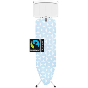 Brabantia Comfort Ironing Board with Solid Steam Iron Rest | Medium (Size B) | Fairtrade Metalized Cover | Adjustable Height (27-38″), Easy Fold, Anti-Collapse Lock, Non-Slip Feet(Fresh Breeze)