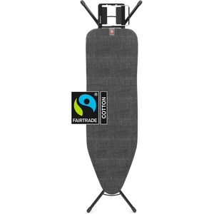 Brabantia Comfort Ironing Board with Solid Steam Iron Rest | Medium (Size B) | Fairtrade Metalized Cover | Adjustable Height (27-38″), Easy Fold, Anti-Collapse Lock, Non-Slip Feet(Black)