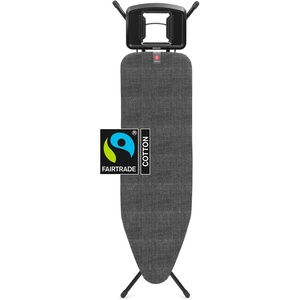 Brabantia Comfort Ironing Board with Solid Steam Iron Rest | Medium (Size B) | Fairtrade Metalized Cover | Adjustable Height (27-38″), Easy Fold, Anti-Collapse Lock, Non-Slip Feet(Denim Black)