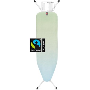 Brabantia Comfort Ironing Board with Solid Steam Iron Rest | Medium (Size B) | Fairtrade Metalized Cover | Adjustable Height (27-38″), Easy Fold, Anti-Collapse Lock, Non-Slip Feet(Soothing Sea)
