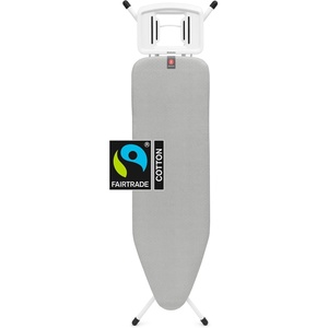 Brabantia Comfort Ironing Board with Solid Steam Iron Rest | Medium (Size B) | Fairtrade Metalized Cover | Adjustable Height (27-38″), Easy Fold, Anti-Collapse Lock, Non-Slip Feet(Metallized)