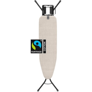 Brabantia Compact Ironing Board with Left/Right Adjustable Steam Iron Rest | Small (Size A) | Fairtrade Denim Gray Cover | Adjustable Height (27-38″), Easy Fold, Anti-Collapse Lock, Non-Slip Feet