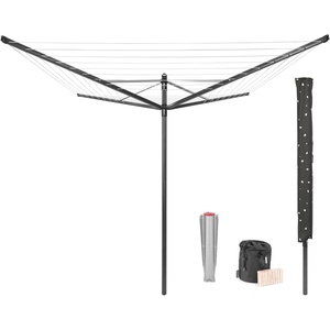 Brabantia Lift-O-Matic 50m + Ground Spike + Acc., Metallic Grey(Anthracite)