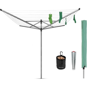 Brabantia Lift-O-Matic 50m + Ground Spike + Acc., Metallic Grey(Metallic Grey)
