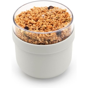 Brabantia Make & Take Breakfast Bowl with Removable Clear Compartment for Toppings (Dark Gray) 100% Leakproof, Microwave & Freezer Safe, Oats, Fruit, Cereal Container (17 fl oz)(Light Gray)