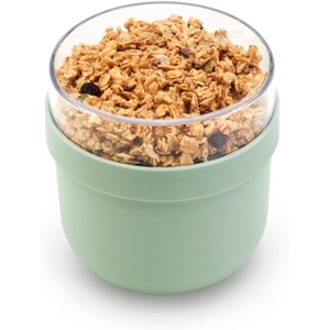 Brabantia Make & Take Breakfast Bowl with Removable Clear Compartment for Toppings (Dark Gray) 100% Leakproof, Microwave & Freezer Safe, Oats, Fruit, Cereal Container (17 fl oz)(Jade Green)