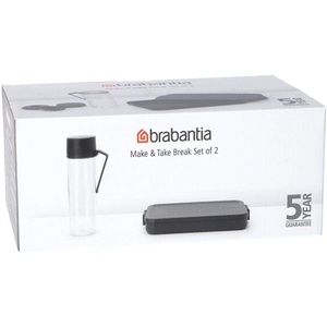 Brabantia Make & Take Lunch Set (Set of 2) Matching Soup Mug with Clear Compartment & Medium Lunch Box, BPA-Free, Travel To Go Meal Containers, Dishwasher Safe(Dark Gray)