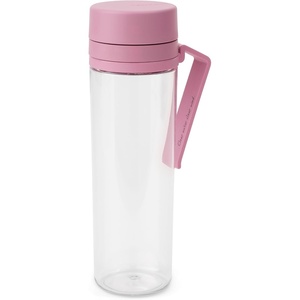 Brabantia Make & Take Water Bottle with Strainer 17oz – Travel Water Bottle with Handle & Fruit Sieve Infuser – Leakproof – Infuser – Easy Filling – Transparent – Dishwasher Safe – Light Gray(Lilac Pink)