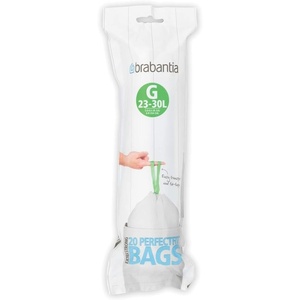 Brabantia PerfectFit Trash Bags (Size R/9.5 Gal) Thick Plastic Trash Can Liners with Drawstring Handles (120 Bags)(White)