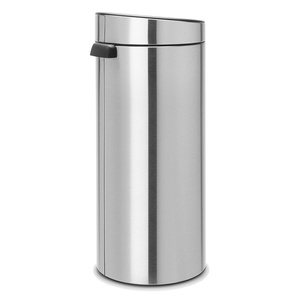 Brabantia Press-Top Kitchen Trash Can with Flat Back | Brilliant Steel | 10.6 Gallon / 40L | Home Trash Can with Soft-Touch Stay-Open Lid & Removable Inner Bucket | Flat Against Wall | + Trash Bags(Matt Steel FFP)