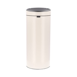 Brabantia Press-Top Kitchen Trash Can with Flat Back | Brilliant Steel | 10.6 Gallon / 40L | Home Trash Can with Soft-Touch Stay-Open Lid & Removable Inner Bucket | Flat Against Wall | + Trash Bags(Soft Beige)