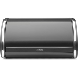 Brabantia Roll Top Bread Box | Large | Matt Black | Metal Front Opening Bread Store for Kitchen Countertop | Partly Flat Top for Extra Storage, Magnet Closing Lid | Fits 2 Loaves(Matt Black)