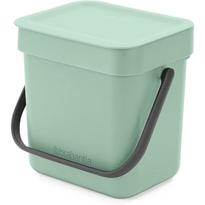 Brabantia Sort & Go Kitchen Countertop Food Scraps Compost Bin | XS / 0.8 Gal / 3L | Light Gray | Removable Stay-Open Lid, Carry Handle, Easy-Clean Recycling Box | Wall Bracket Sold Separately(Jade Green)