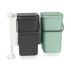 Brabantia Sort & Go Kitchen Countertop Food Scraps Compost Bin | XS / 0.8 Gal / 3L | Light Gray | Removable Stay-Open Lid, Carry Handle, Easy-Clean Recycling Box | Wall Bracket Sold Separately(Gray / Jade Green)