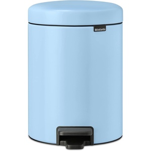 Brabantia Step-On Small Trash Can | Brilliant Steel | 3.2 Gallon / 12L | Bathroom, Bedroom, Office Trash Can, Light Pedal Opening, Handle & Removable Inner Bucket | 9.9 x 13.3 x 16.2 | + Trash Bags(Dreamy Blue)