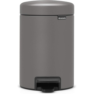 Brabantia Step-On Small Trash Can | Brilliant Steel | 3.2 Gallon / 12L | Bathroom, Bedroom, Office Trash Can, Light Pedal Opening, Handle & Removable Inner Bucket | 9.9 x 13.3 x 16.2 | + Trash Bags(Mineral Concrete Gray)