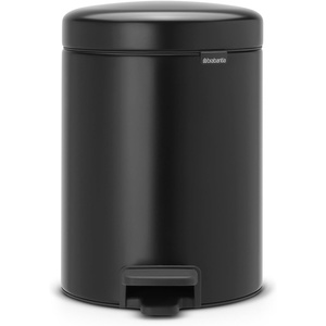 Brabantia Step-On Small Trash Can | Brilliant Steel | 3.2 Gallon / 12L | Bathroom, Bedroom, Office Trash Can, Light Pedal Opening, Handle & Removable Inner Bucket | 9.9 x 13.3 x 16.2 | + Trash Bags(Matt Black)