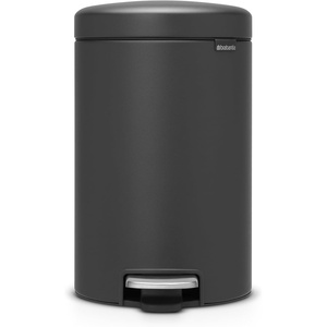Brabantia Step-On Small Trash Can | Brilliant Steel | 3.2 Gallon / 12L | Bathroom, Bedroom, Office Trash Can, Light Pedal Opening, Handle & Removable Inner Bucket | 9.9 x 13.3 x 16.2 | + Trash Bags(Mineral Infinite Gray)