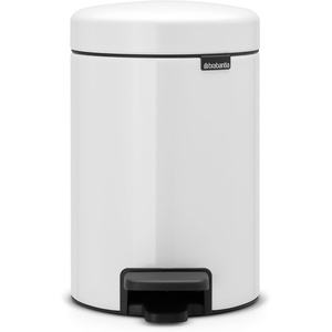 Brabantia Step-On Small Trash Can | Brilliant Steel | 3.2 Gallon / 12L | Bathroom, Bedroom, Office Trash Can, Light Pedal Opening, Handle & Removable Inner Bucket | 9.9 x 13.3 x 16.2 | + Trash Bags(White)