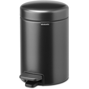 Brabantia Step-On Small Trash Can | Brilliant Steel | 3.2 Gallon / 12L | Bathroom, Bedroom, Office Trash Can, Light Pedal Opening, Handle & Removable Inner Bucket | 9.9 x 13.3 x 16.2 | + Trash Bags(Confident Gray)