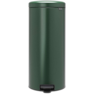 Brabantia Step-On Small Trash Can | Brilliant Steel | 3.2 Gallon / 12L | Bathroom, Bedroom, Office Trash Can, Light Pedal Opening, Handle & Removable Inner Bucket | 9.9 x 13.3 x 16.2 | + Trash Bags(Pine Green)