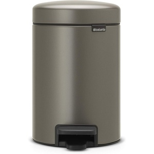 Brabantia Step-On Small Trash Can | Brilliant Steel | 3.2 Gallon / 12L | Bathroom, Bedroom, Office Trash Can, Light Pedal Opening, Handle & Removable Inner Bucket | 9.9 x 13.3 x 16.2 | + Trash Bags(Platinum)