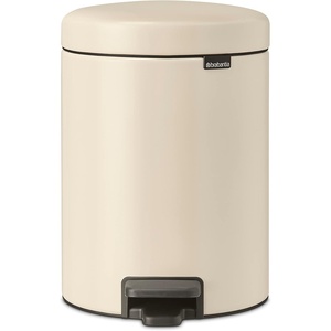 Brabantia Step-On Small Trash Can | Brilliant Steel | 3.2 Gallon / 12L | Bathroom, Bedroom, Office Trash Can, Light Pedal Opening, Handle & Removable Inner Bucket | 9.9 x 13.3 x 16.2 | + Trash Bags(Soft Beige)