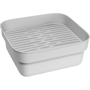 Brabantia Washing Up Dish Tub Bowl with Removable Draining Tray (Light Gray) Ideal for Rectangular/Square Kitchen Sinks (14.72 x 13.54 x 6.34)(Light Gray)