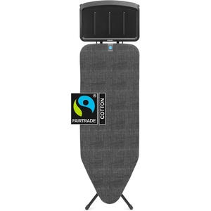 Brabantia XL Comfort Ironing Board with Solid Steam Generator Rest | Large (Size C) | Fairtrade Fresh Breeze Cover | Adjustable Height (27-38″), XL Rest, Easy Fold, Anti-Collapse Lock, Non-Slip Feet(Denim Black)