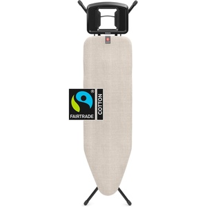 Brabantia XL Comfort Ironing Board with Solid Steam Iron Rest | Large (Size C) | Fairtrade Ecru Cover | Adjustable Height (27-38″), Easy Fold, Anti-Collapse Lock, Non-Slip Feet(Denim Gray)